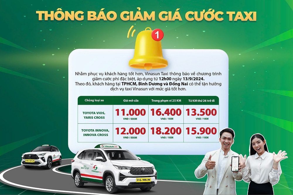 Vinasun Taxi thông báo giảm giá cước
